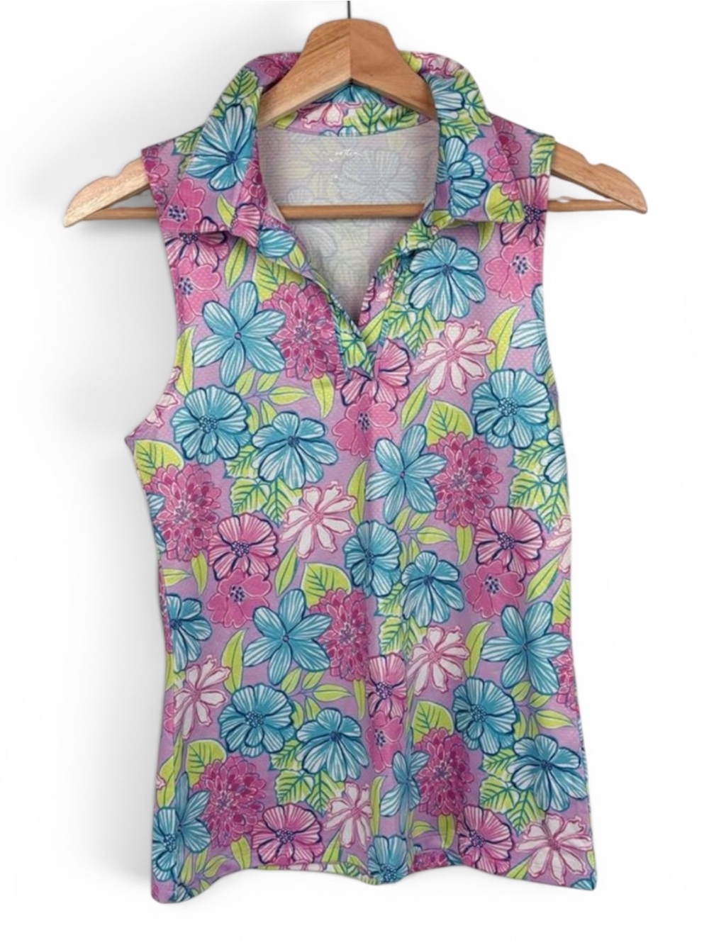 🌺 Gottex Floral Sleeveless Top | Size XS | Purple Pink Blue